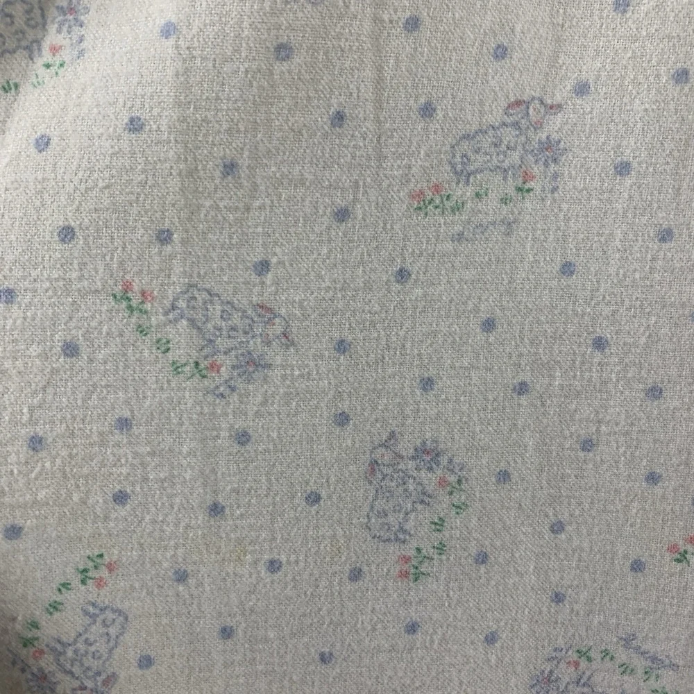 VTG Lanz of Salzburg Flannel Sheep Nightgown Size M Prairie Cottage Lace Trim